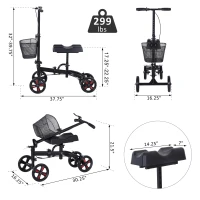 HOMCOM Foldable Knee Walker W/ Non-Marking Wheel(m-3)