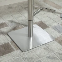 HOMCOM Vintage PU Leather Bar Stool with Stainless Steel Base, Adjustable Counter Height Bar Chair Swivel Barstool with Back, Footrest, Grey(m-11)