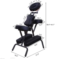HomCom 3" Foam Portable Massage Chair PU Leather Spa Beauty Chair Black(m-3)