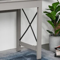 HOMCOM Home Office Writing Desk with Lower Storage Cabinet and X Bar Metal Frame, Grey(m-13)