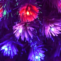 HOMCOM 3ft Tall Pre-Lit Douglas Fir Artificial Christmas Tree with Realistic Branches, 90 Multi-Color LED Lights, Fiber Optics, and 90 Tips, Pink(m-14)