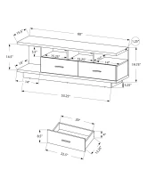Monarch 60" Contemporary Wood Grain-Look Open Shelf Storage 2-Drawer Console TV Stand - Dark Taupe Finish(m-4)