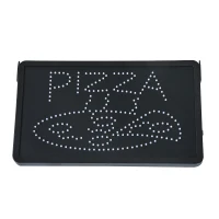LED "Pizza" Sign - 2 Flash Patterns - Black Board/Colourful Bulbs(m-6)