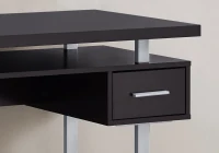 Monarch 48" Contemporary Floating Top Computer Writing Desk - Cappuccino / Silver Metal(m-3)