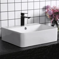 kleankin Rectangle Porcelain Art Basin Above Counter Ceramic Bathroom Vessel Vanity Sink(m-6)
