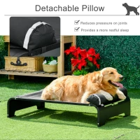 PawHut Elevated Dog Bed w/ Removable Pillow, Raised Pet Bed w/ Steel Frame & Breathable Mesh Fabric for Large Sized Dogs, Black(m-6)