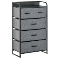 HOMCOM 5-Drawer Dresser Tower Chest of Drawers Organizer with Steel Frame Gray