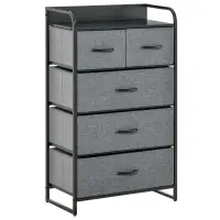 HOMCOM 5-Drawer Dresser Tower Chest of Drawers Organizer with Steel Frame Gray(m-1)