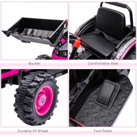 Aosom 6V Kids Rechargeable Battery Powered Truck with Adjustable Bucket, High/Low Speed Realistic Sound, Pink(m-6)