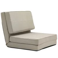 HOMCOM Convertible Flip Chair, Folding Upholstered Floor Sofa, Adjustable Guest Chaise Lounge, Dorm Bed with Metal Frame for Living Room and Bedroom, Gream White(m-1)