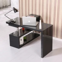 Corner Desk Set Shelves Home Furniture Wood Storage Organizer Study Office Black(m-2)