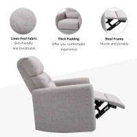HOMCOM Manual Recliner Swivel Rocker Chair Theater Chair Single Sofa with Linen Fabric for Living Room Bedroom, Beige(m-7)