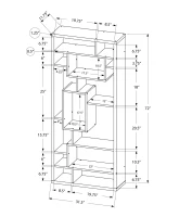Monarch 72"H Modern Backless Bookcase with Asymmetrical Shelves - White(m-4)