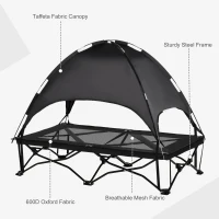 PawHut Elevated Dog Bed with Removable Canopy, Foldable Raised Pet Cot with Carry Bag, Ventilated Cooling Pet Bed for Medium, Large and Extra Large Dogs, Black(m-4)