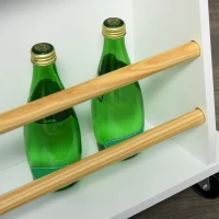 HOMCOM Rolling Kitchen Island Storage Trolley Cart with 3-Tier Spice Rack & Rubber Wood Top for Dining Room(m-12)