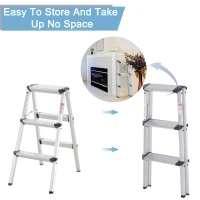 HOMCOM 3-Step Folding Aluminum Step Stool Ladder  Lightweight  330 lbs. Capacity  29" H  Silver(m-6)