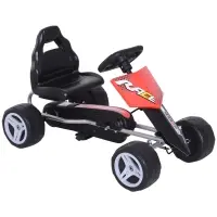 Aosom Kids Go Kart, 4 Wheeled Ride On Pedal Car, Racer for 3 years, for Boys and Girls, Outdoor - Red(m-1)