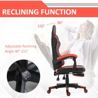 Vinsetto High Back Gaming Chair, PU Leather Racing Style Gamer Computer Chair with Retractable Footrest with Lumbar Support, Pillow and Adjustable Padded Armrests, Red(m-4)