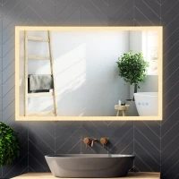 kleankin 24"x38" LED Bathroom Horizontal/Vertical Mirror with Defogging Function, and 3 Color White Temperatures(m-5)