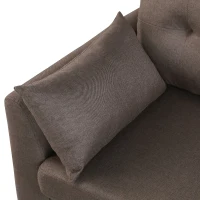 HOMCOM Elegant 3 Piece Chaise Lounger Sofa Set with Wood Leg Footstool and Armrest Pillow, Brown(m-8)