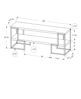 Monarch 60" Contemporary Thick Design Shelves Open Storage Console TV Stand - White Finish(m-4)