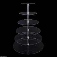 HomCom 6 Tier Cupcake Stand Circle Acrylic Wedding Party Cake Stand Bakeware, Transparent(m-4)