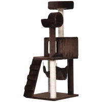 PawHut 51”H Cat Tree Scratching Multi-level Tower Kitten Condo Play House Brown(m-5)