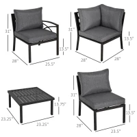 Outsunny 6-Piece Patio L-Shaped Sofa Conversation Set with Coffee Table, Water-Fighting Materials, & Comfort, Grey(m-3)