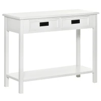 HOMCOM Console Table with 2 Storage Drawers and Open Shelf, Modern Sofa Table for Hallway, Living Room, or Bedroom, White(m-1)