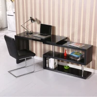 Corner Desk Set Shelves Home Furniture Wood Storage Organizer Study Office Black(m-10)
