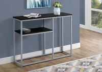 Monarch 42" Contemporary Accent Hall Sofa Console Table with Lower Shelf and Metal Frame - Black / Silver Metal Base(m-2)