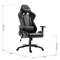 HOMCOM Executive Gaming Racing Office Chair Ergonomic Recliner Adjustable Swivel PU Padded Home Office Black(m-3)