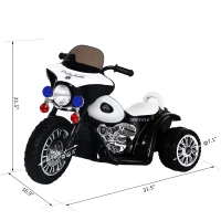 Qaba 6V Kids Ride On Police Motorcycle Electric Battery Powered Trike Car Toy Gift(m-3)