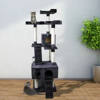 Pawhut 91" Cat Tree with Scratching Post Activity Centre Tower Climbing Grey(m-1)