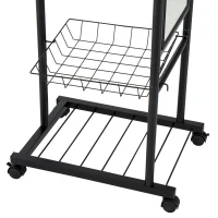 HOMCOM 65" Steel Rolling Floor Mirror Free Standing Tilt Dressing Mirror with Storage Home Furniture Black(m-9)