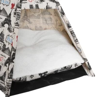PawHut Foldable Teepee Puppy Dog Cat Bed Tents & Houses Pet Small Washable with Cushion(m-10)