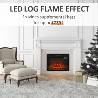 HOMCOM Electric Fireplace Insert for Wood Cabinets with Realistic Flame Effect and Automatic Shut-Off, Black(m-8)