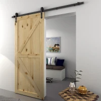 HOMCOM 6.6FT CARBON STEEL Sliding Wood Barn Door Hardware Track Set Door System Arrow Shape(m-1)