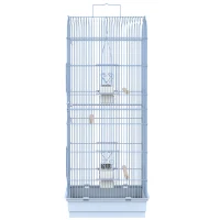 PawHut 36" Bird Cage Macaw Play House Cockatoo Parrot Finch Flight Cage 2 Doors Perch 4 Feeder Pet Supplies White(m-6)
