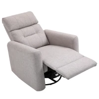 HOMCOM Manual Recliner Swivel Rocker Chair Theater Chair Single Sofa with Linen Fabric for Living Room Bedroom, Beige(m-14)