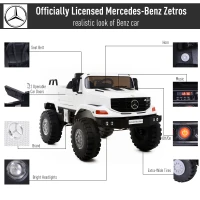 Aosom Kids Officially Licensed Zetros Ride On Car 12V Electric Toy Car With Headlights And Sound Manual/RC White(m-5)