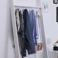 HOMCOM 3 Tier Leaning Ladder Shelf Wall Storage Display Rack Bookcase Plant Flower Stand White, (26.25"Lx15.25"Wx77.25"H)(m-8)