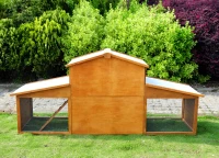 PawHut 85x25x39inch Deluxe Wooden Rabbit Hutch Backyard Bunny Cage Chicken Coop Small Animal Living House with Outdoor Run(m-5)