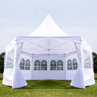 Outsunny Pagoda Party Tent w/ Removable Sidewalls Wedding Outdoor Gazebo Canopy White(m-1)