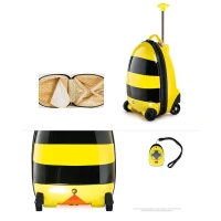 HOMCOM Kids Rolling Luggage Suitcase Travel Pilot BumbleBee with Remote Control (Yellow)(m-3)