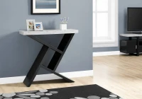 Monarch 36" Architectural Modern Cement-Look Top Angular Storage Base Accent Console Table - Black Finish(m-2)
