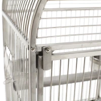 PawHut 25" Bird Carrier Cage Parrot Macaw Cockatiel Travel Cage Stainless Steel Dome Top with Two Feed Bowls(m-9)