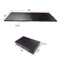 Soozier 4ftx10ftx2inch PU Leather Gymnastics Tumbling Gym Mat Arts Folding Yoga Exercise Pad 4 Panel (Black)(m-3)