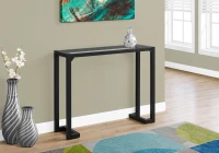 Monarch 42" Contemporary Tempered Glass Top Metal Framed Accent Console Table - Black Finish(m-2)
