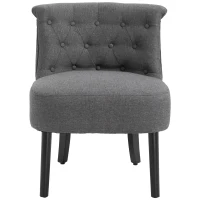 HOMCOM Modern Accent Leisure Chair with Mid Back Button-Tufted Upholstered Fabric and Wooden Legs for Living Room and Bedroom, Grey(m-9)